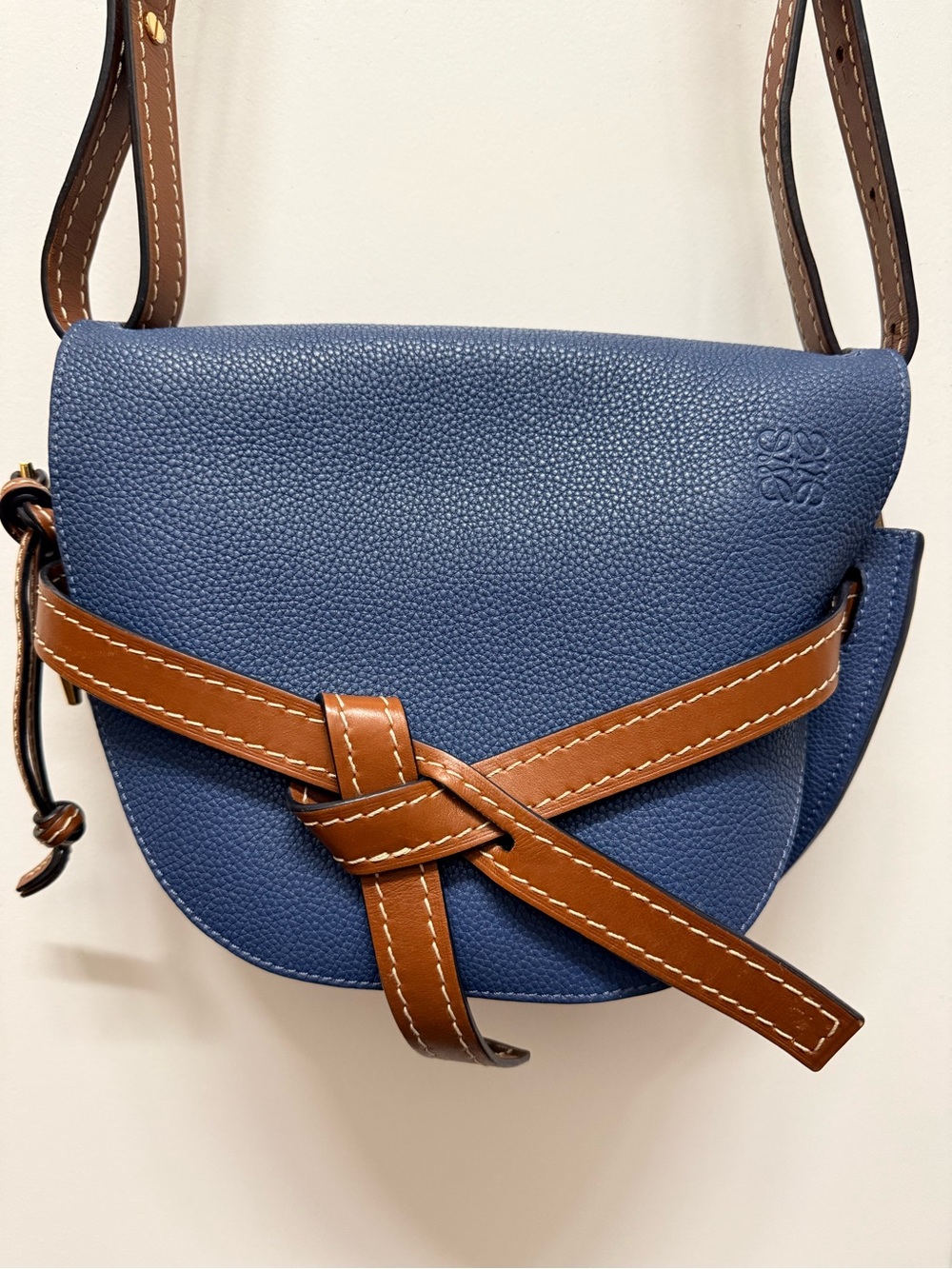 Loewe Small Gate Bag Leather Crossbody Bag with Tan Strap Excellent!